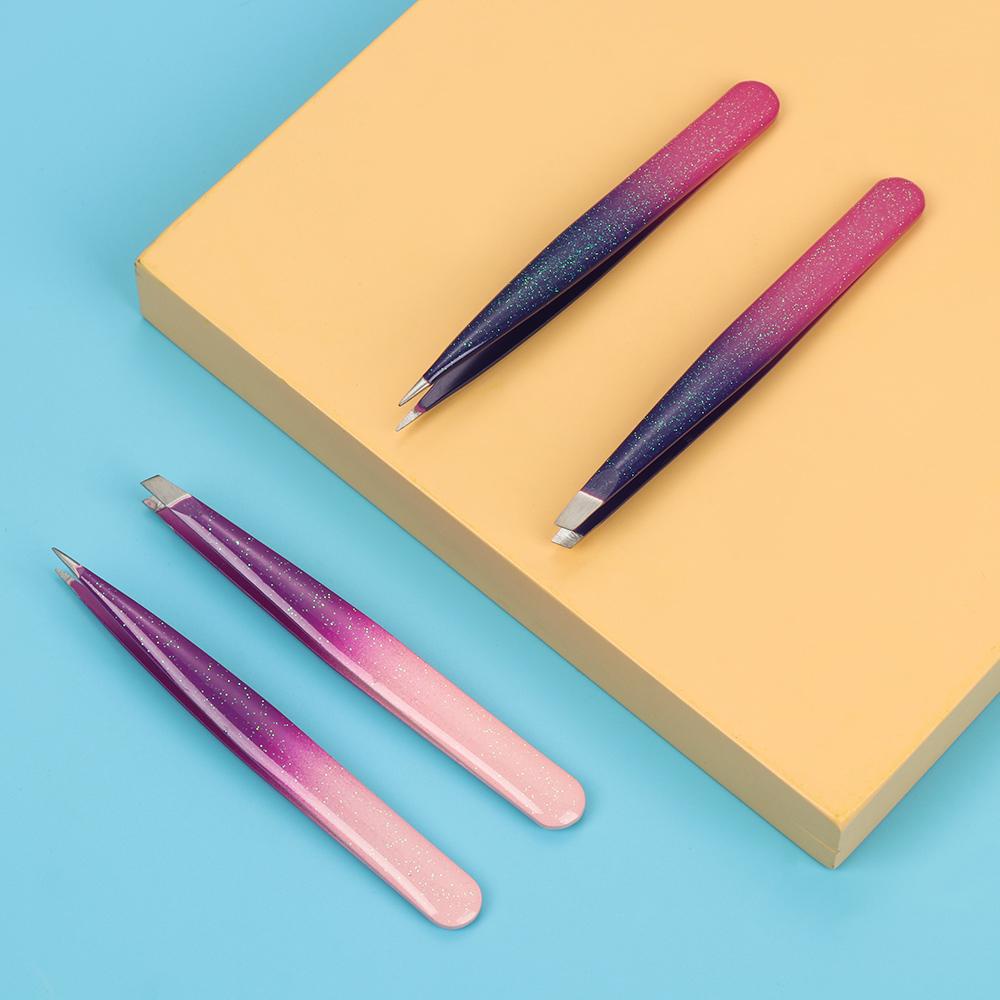 R-flower Penjepit Alis Kecantikan Beauty Making Stainless Steel Slant Head Makeup Tools Slant Tip Pinset