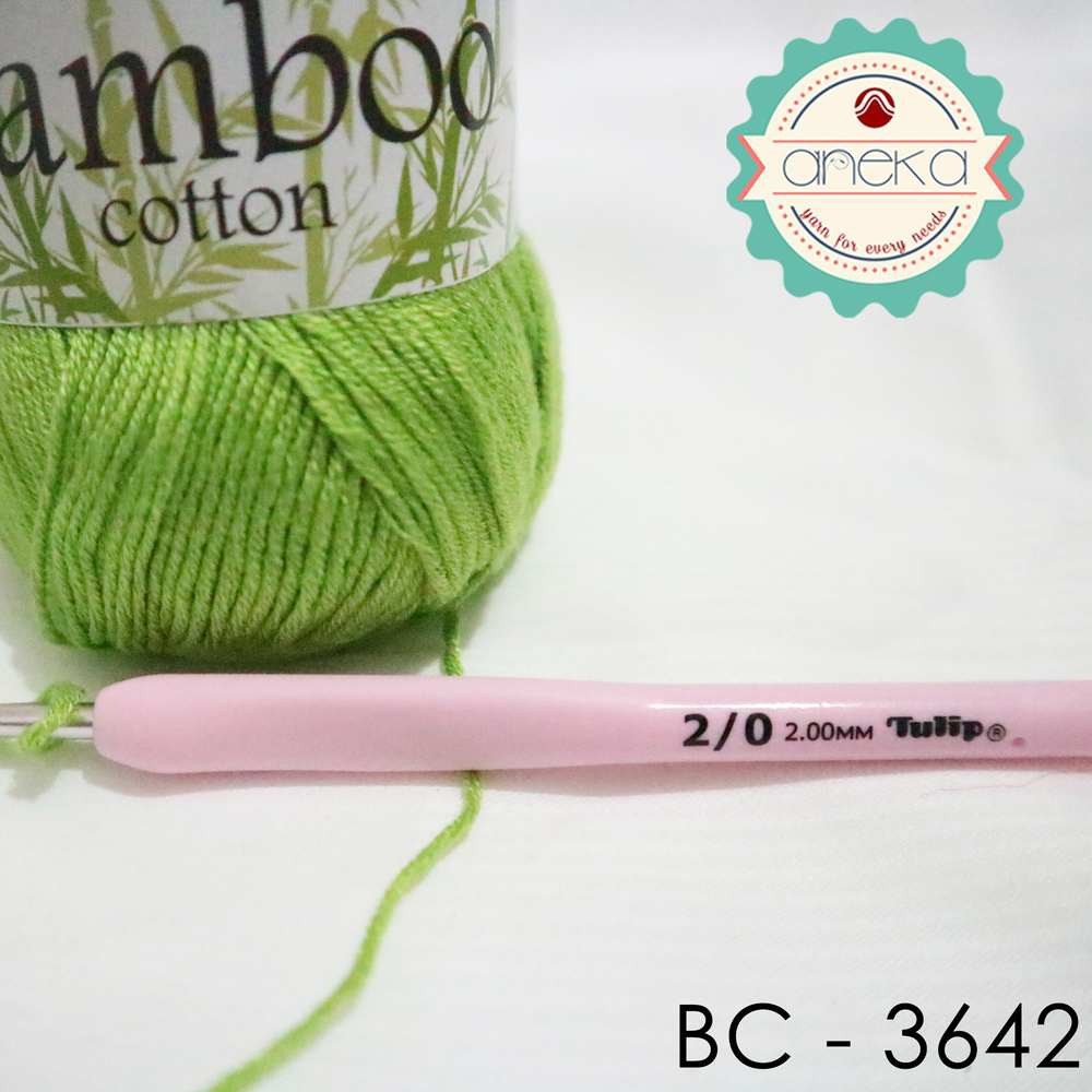 Benang Rajut Katun Bambu / Bamboo Cotton Yarn 3 - 3642 Hijau Sedang