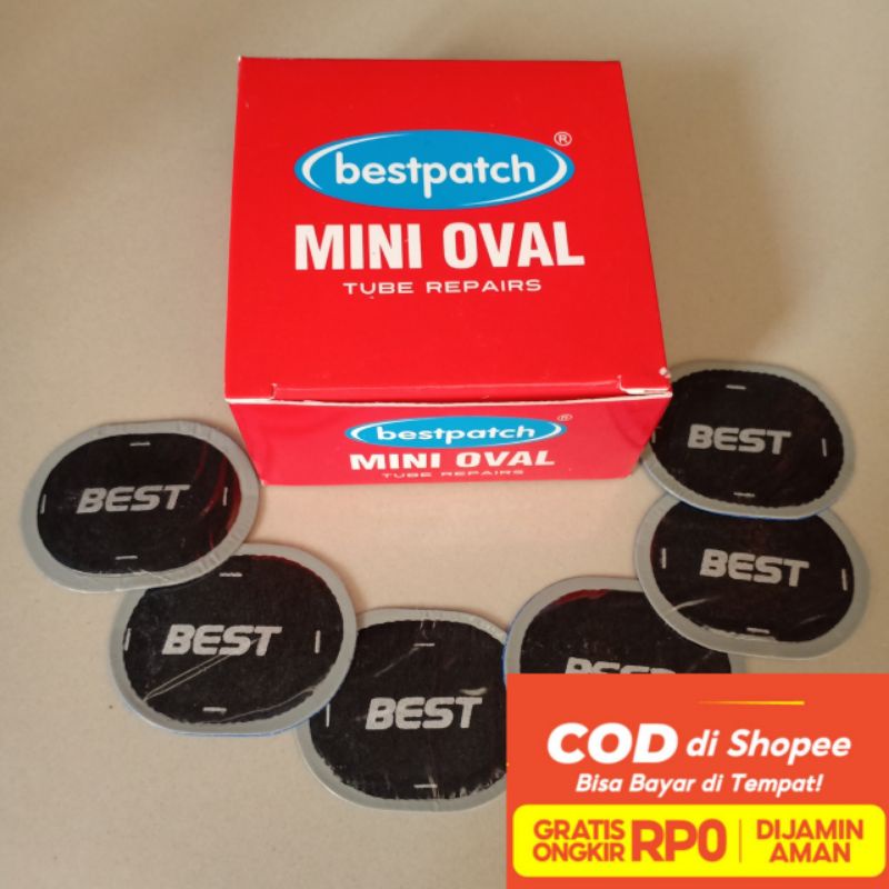 Bestpatch Mini Oval 40x30mm 1 Box isi 50pcs - Karet Tambal Ban Dalam - Best - Bestpatch