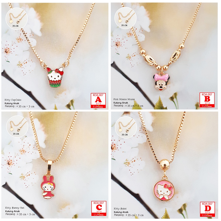 KOA 007 Kalung Anak Set Liontin Model Lucu Aksesoris Anak Murah Zirkon Lapis Emas Imitasi Kalung Anak 35 cm - Luxx Xuping