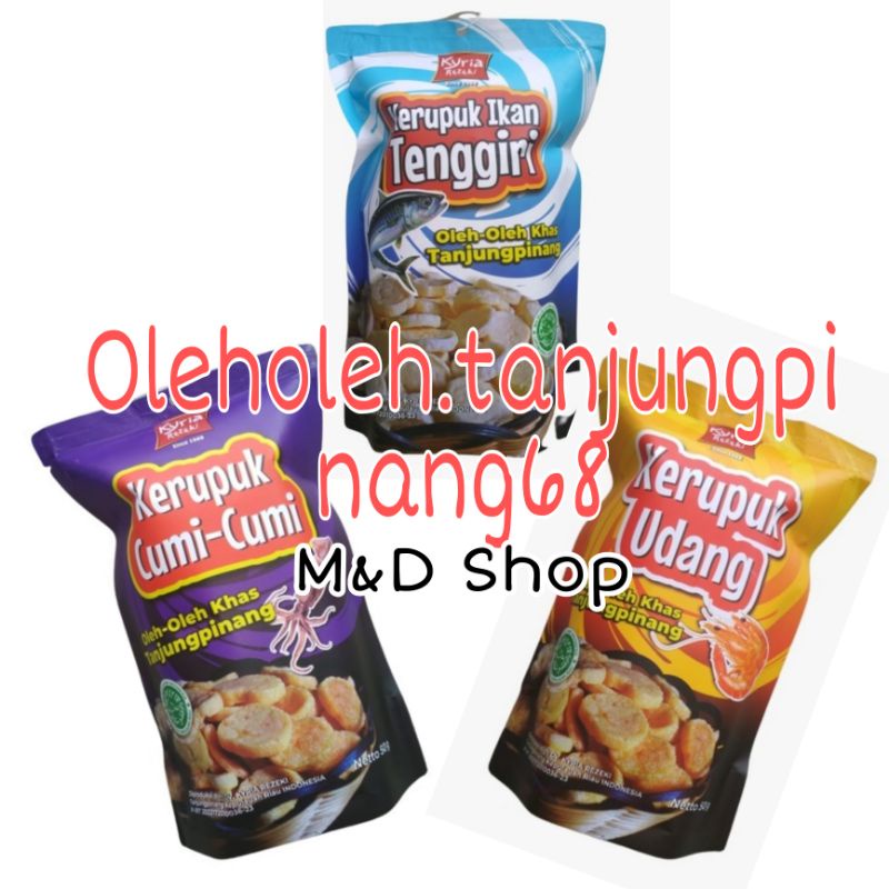 

Kerupuk cumi udang ikan tenggiri 50grx5bungkus Kyria Rezeki camilan dari tanjung pinang
