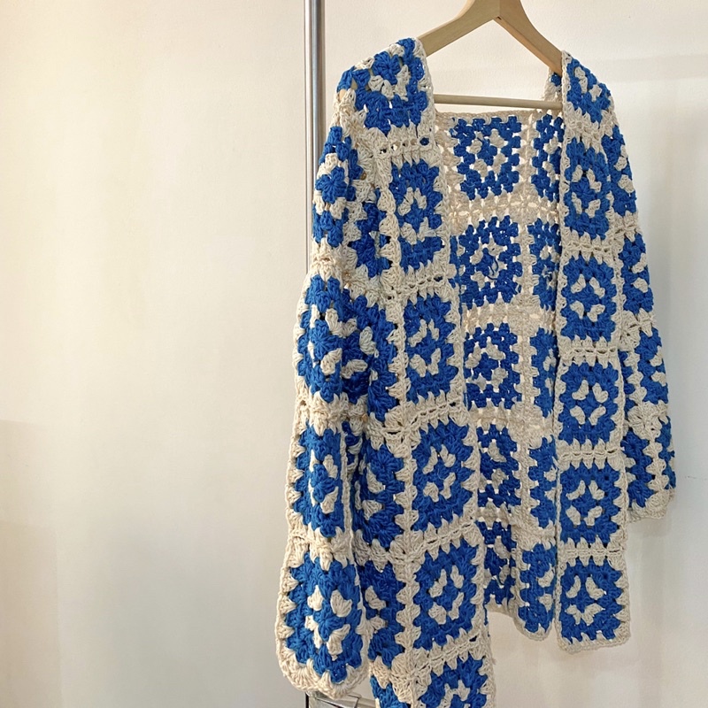 Crocheted Granny Square Cardigan (Full)