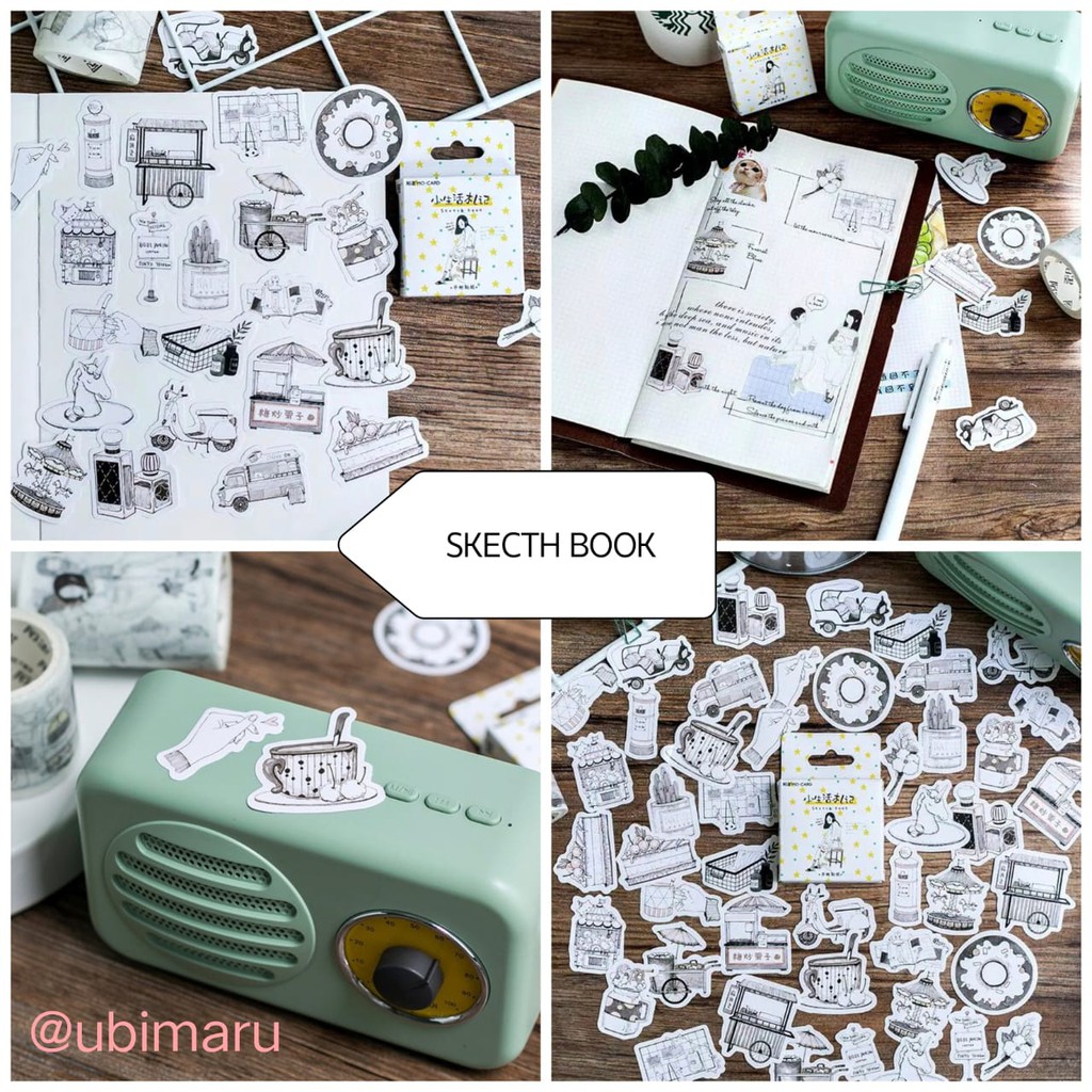 

45 pcs sticker DIY dekorasi journal motif tanaman lukisan skecth /sticker aesthetic korea