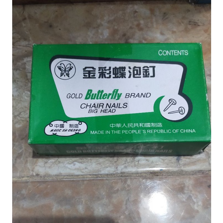 

Paku Payung/Tekan Gold Butterfly Brand Chair nails Big Head