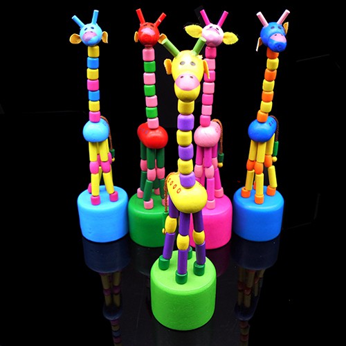 Baby Kids Wooden Colorful Standing Rocking Dancing Giraffe Gift Intellectual Toy
