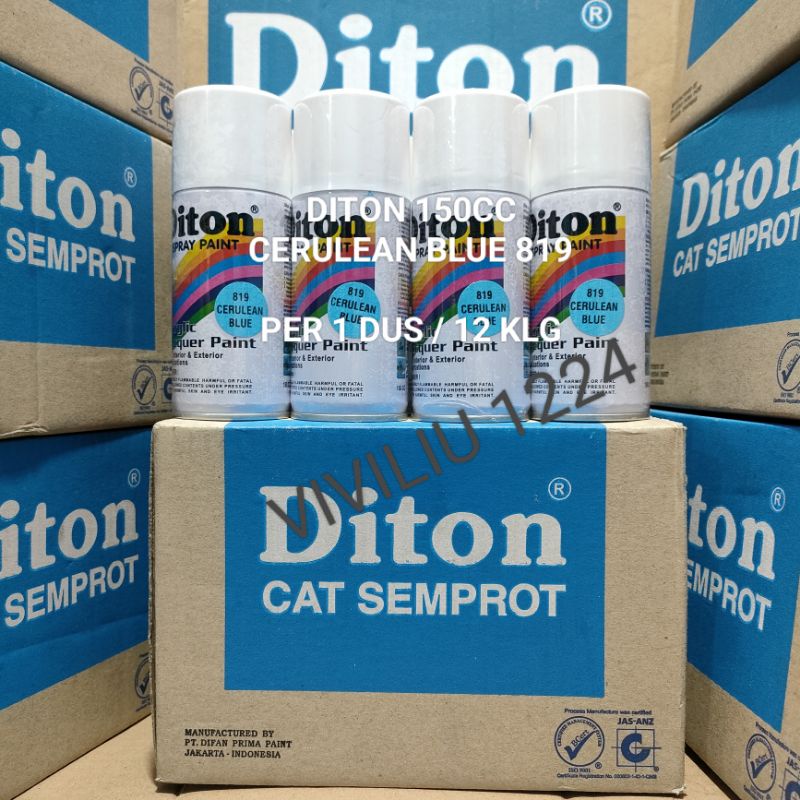 Pilok Cat Diton Cerulean Blue 819 Per 1 Dus / 12 Klg Biru Langit 150cc Harga Per 1 Dus (12) Cat Semprot Diton 150cc Pilok Diton Pilox Diton Cat Diton 150cc