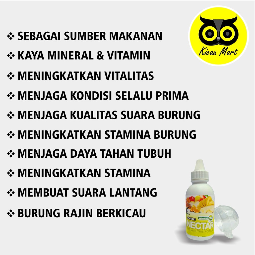 PAKAN MAKANAN MINUMAN BURUNG NECTAR NEKTAR ORGANIC PROBIRD SERBUK UNTUK PLECI KOLIBRI KONIN VORNRSR