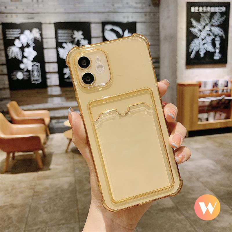 Soft Case TPU Transparan Shockproof Holder Kartu Cover Samsung A52 A13 A12 S22 Ultra A71 A02 A20 A30 A32 A72 A10s A22 M12 S22 A03s A21s M02 A03s A51