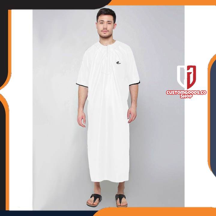 BAJU MUSLIM SAR I GAMIS PUTIH PRIA GAMIS LENGAN PENDEK AL JUBAH PRIA FASHION MUSLIM PRIA