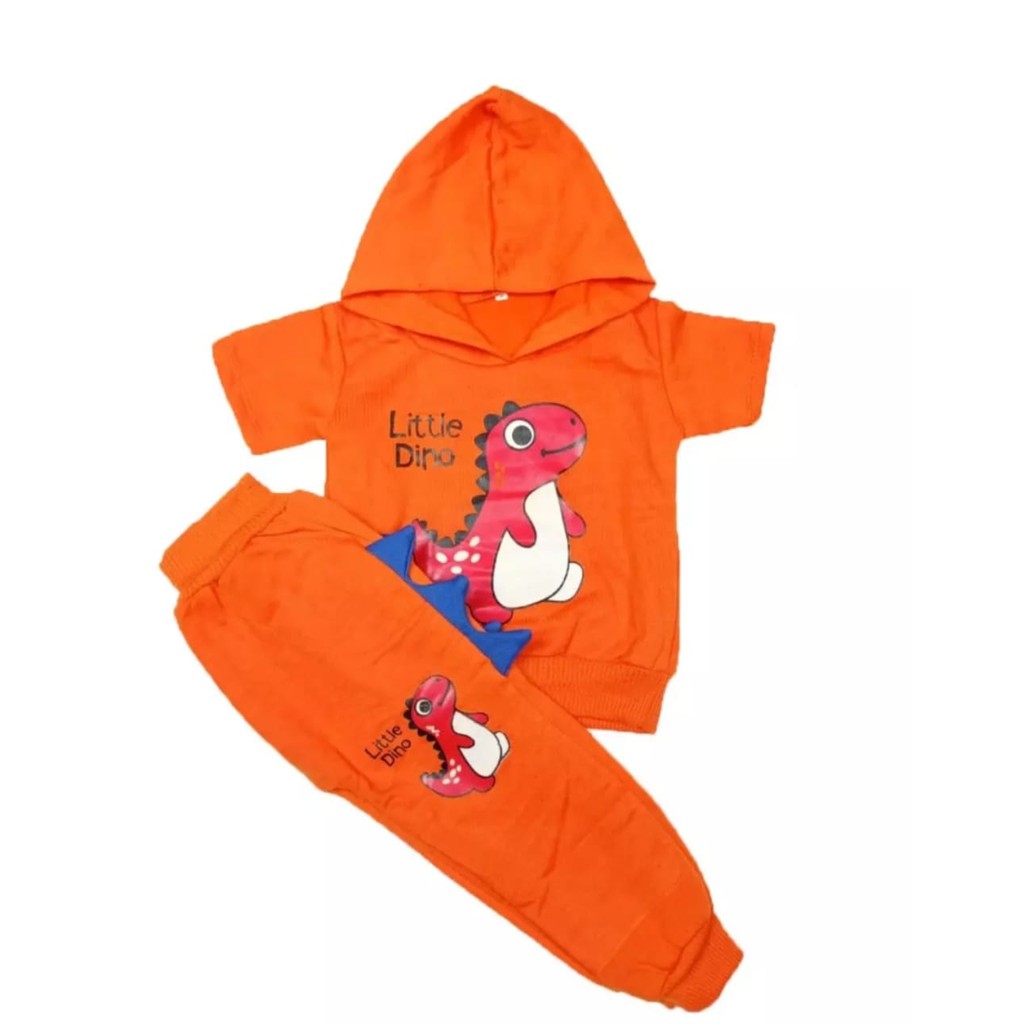 SETELAN SWEATER HOODIE DINO 1-5 TAHUN SETELAN ANAK LAKI LAKI SETELAN ANAK PEREMPUAN