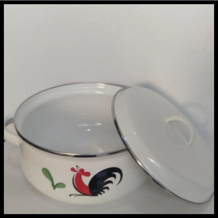 Panci Enamel Ayam Jago Kedaung Dutch Oven Kukuruyuk Masak Dengan Tutup