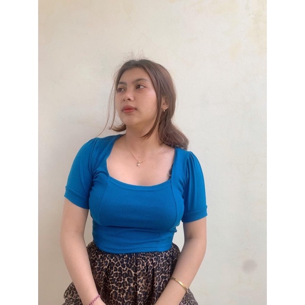 Crop Top Wanita Velicia Katun Rib Premium Fit M