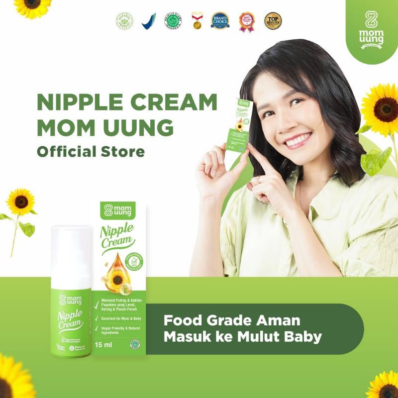 Mom Uung Nipple Cream 15ml FOOD GRADE - MomUung Krim Lecet Puting Ibu Menyusui Aman Tertelan