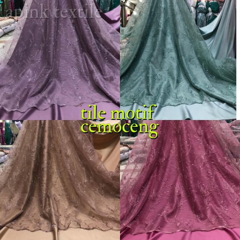 terbaru!!! kain tile motf cemoceng - bahan tile kebaya meteran