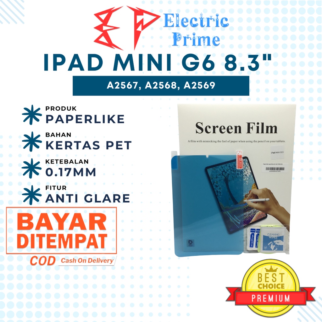 Paperlike iPad Mini 6th Gen 8.3 inch 2021 A2567 A2568 A2569 TRIPLEDI Screen Protector Ultra HD Anti Gores Film