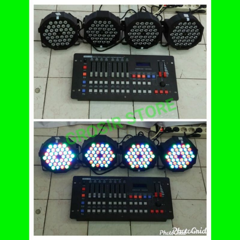 Paket Parled 4 Unit Redsun 36LED RGB Plus Mixer DMX Disco 240