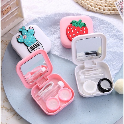 Tempat Soflens/Soflens Case With Mirror dengan Cermin Karakter Lucu