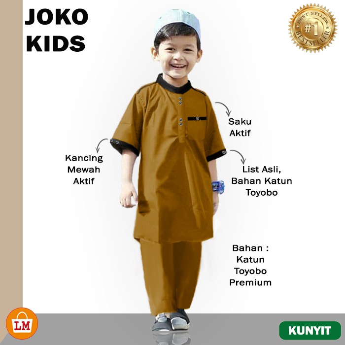 Setelan KOKO ANAK JOKO KIDS Bahan Katun Toyobo Premium / Stelan Baju Muslim Lebaran Laki-Laki TERBARU TERMURAH TERLARIS LMS 27258