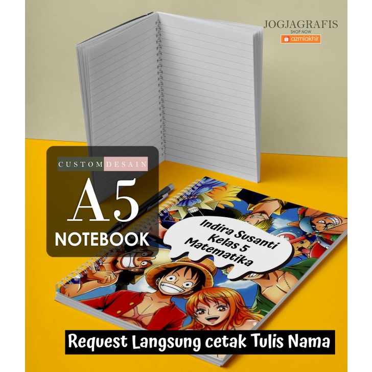 

Notebook Anime A5 Custom Desain / BUKU TULIS CUSTOM / bloknot Spiral / Buku tulis anak ( Bonus Stiker Random )