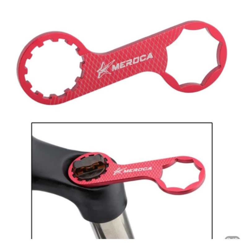 Meroca Kunci Fork SR Suntour XCM XCR XCT Kunci Fork RST Kunci Pembuka Fork Suntour Front Fork Shoulder Removal Tool Merah