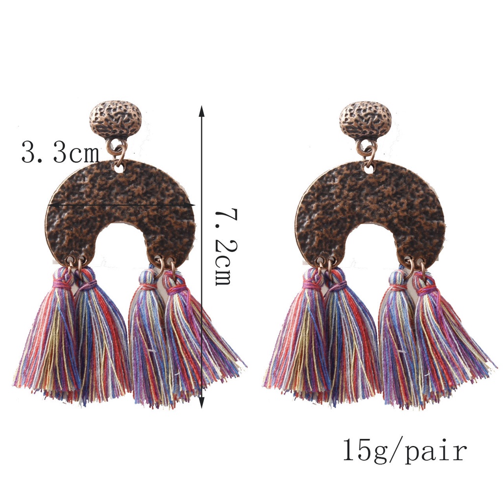 Baru anting-anting wanita Eropa dan Amerika kreatif rumbai anting-anting bohemian Retro fashion berl