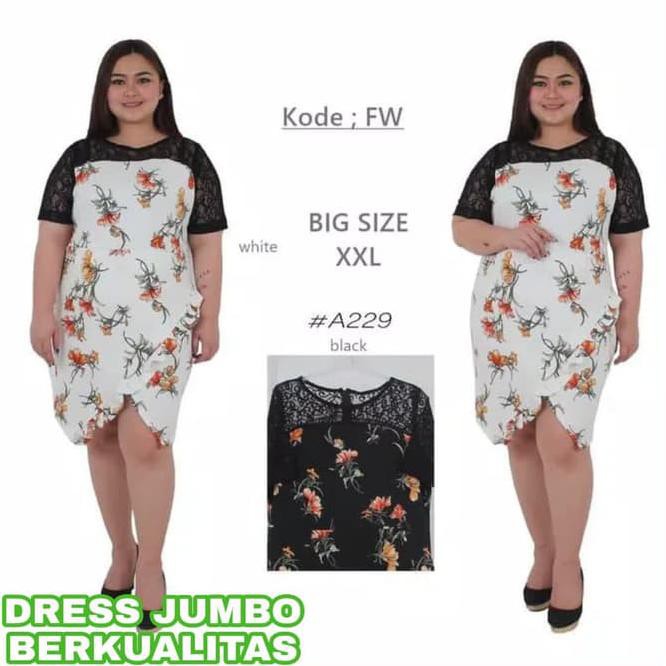 Gk1M Baru Baju Atasan Wanita Jumbo Dress Big Size Tunik Jumbo Scuba Brukat 2Kt1