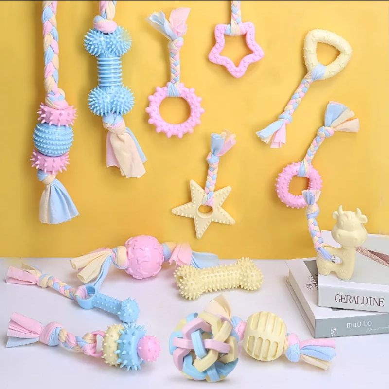 Premium toys Gigitan anak anjing hewan karet rubber solid teeth cleaning chewing small