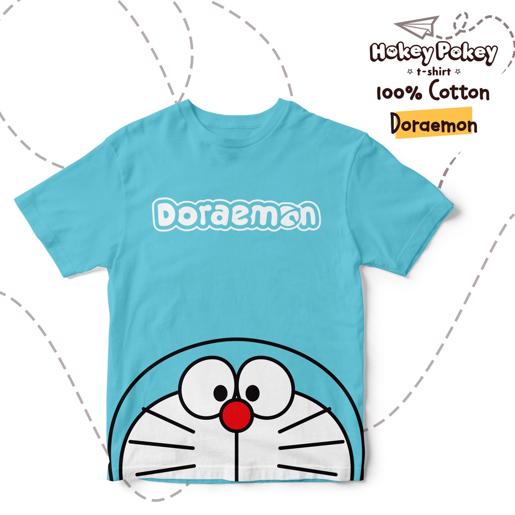 Baju Kaos T Shirt Anak Laki Laki Perempuan Katun Combed Motif Doraemon