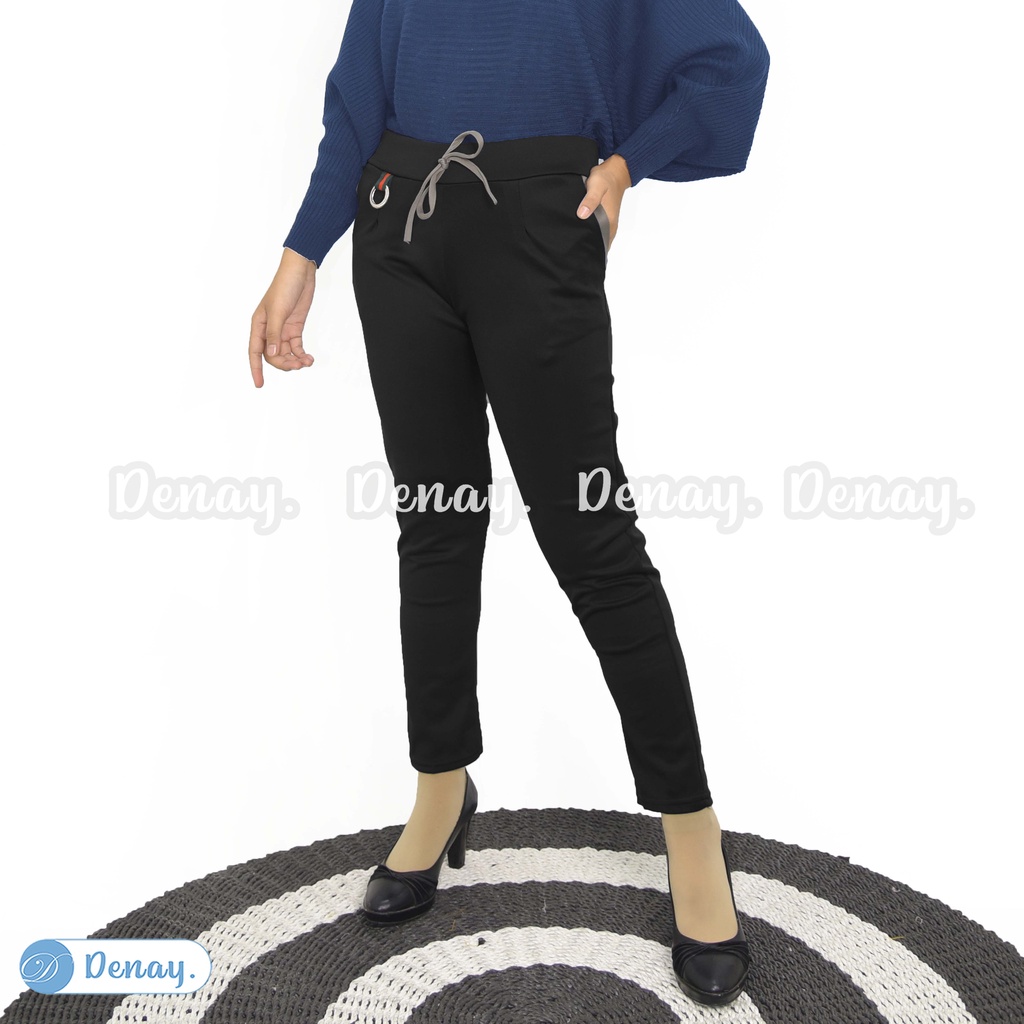 TOKODENAY - Celana Panjang Wanita Basic Scuba Premium Pants Mode Beggy - Yana Ring Standar - Fashion Muslim