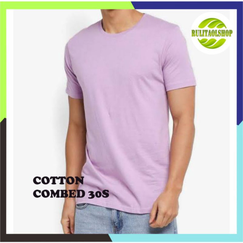 KAOS POLOS UNGU MUDA/ KAOS POLOS PRIA/ COTTON COMBED 30S/LENGAN PENDEK/O_NECK/ UNISEX