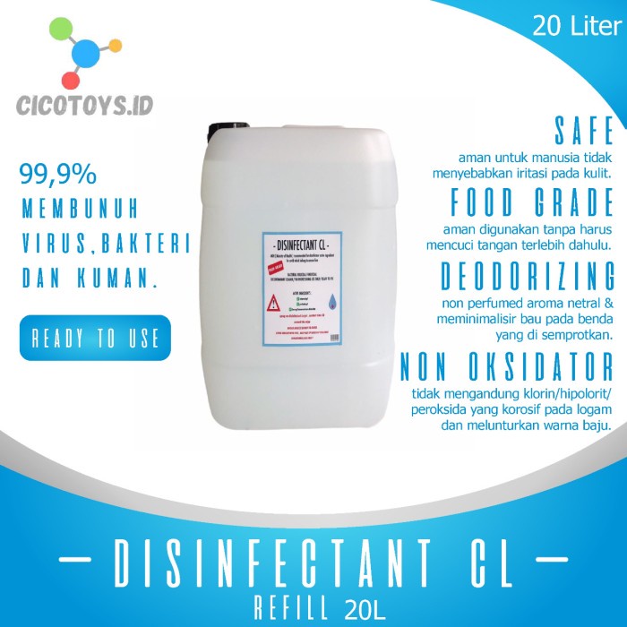 DISINFECTANT 20 LITER SIAP PAKAI - CAIRAN DISINFEKTAN ANTI VIRUS