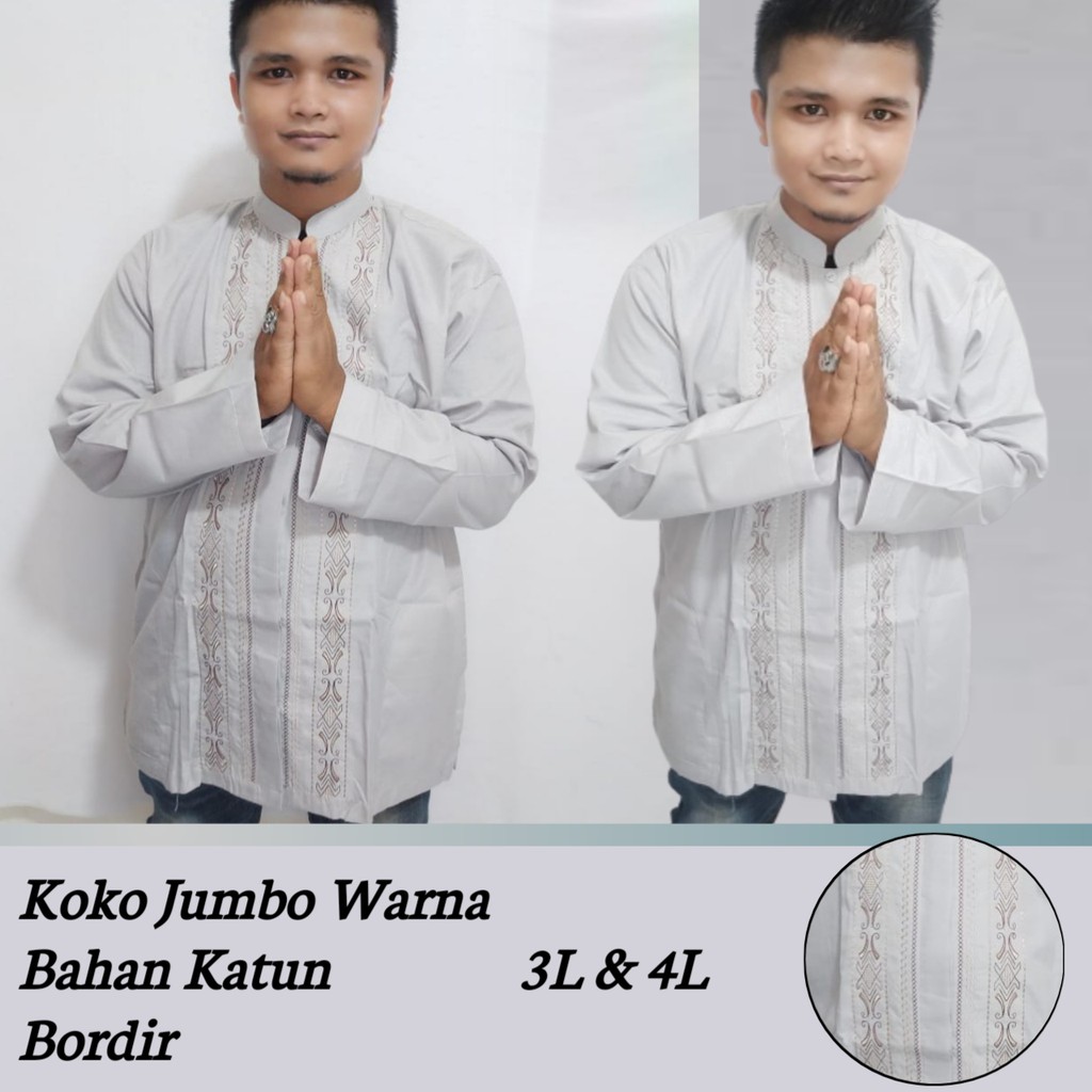 Baju koko pria dewasa Berwarna ukuran jumbo bahan katun motif bordir/bayar di tempat