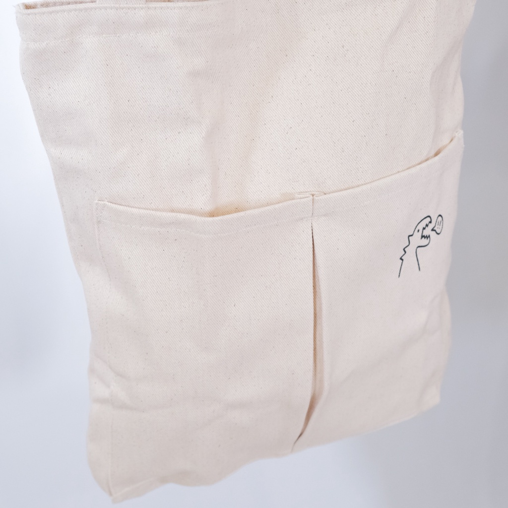 Tote bag Canvas polos RAHMA DINO Resleting  dan Double Saku Tambahan Di Depan