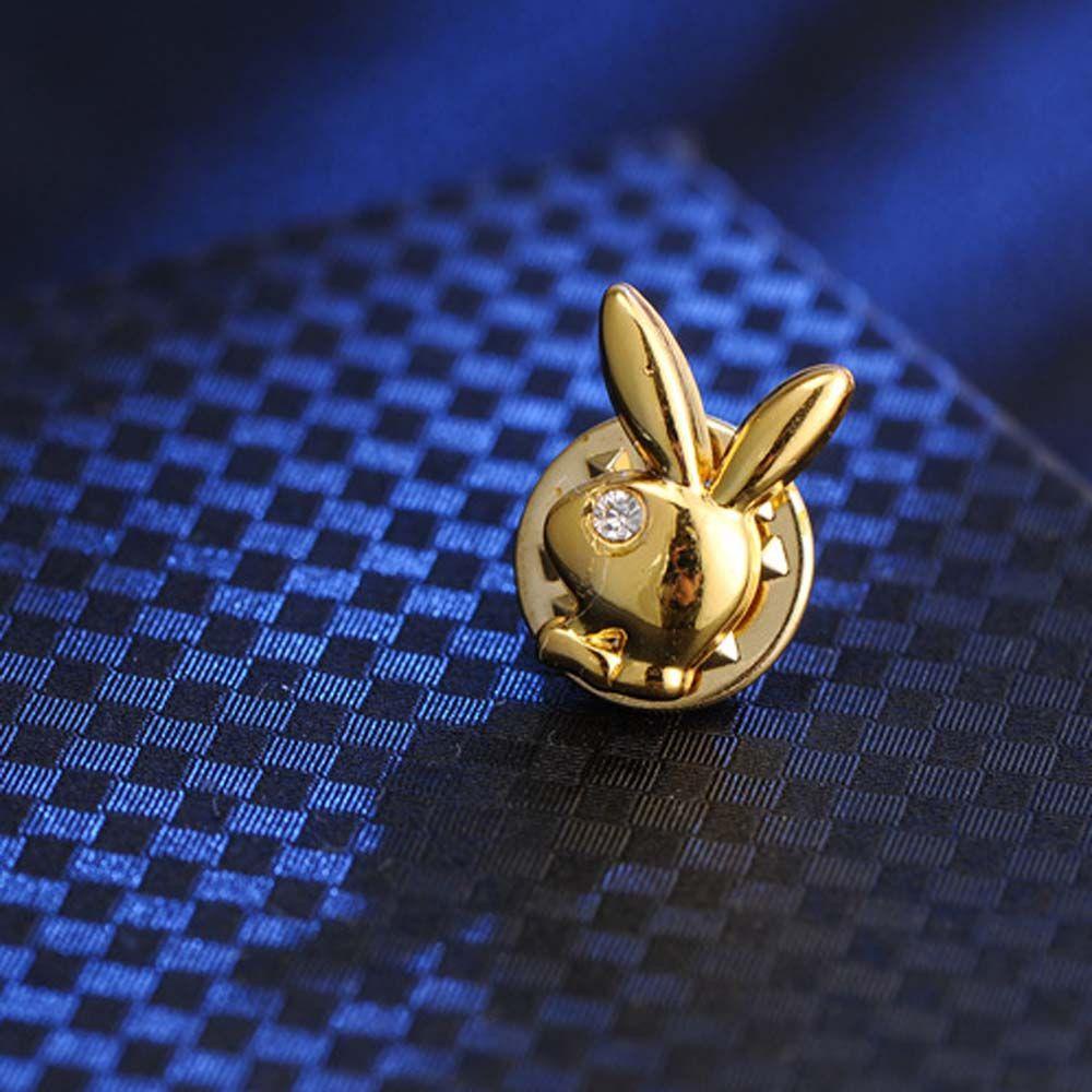 Quintonton Kelinci Bros Mewah Romantis Warna Emas Berlian Imitasi Lencana Bunny Head Kristal Pria Daster Pin