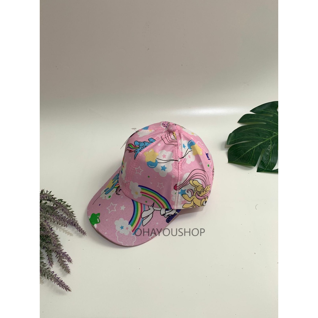 Topi Anak kuda poni full print Topi anak perempuan karakter kudapony/Topi Unicorn