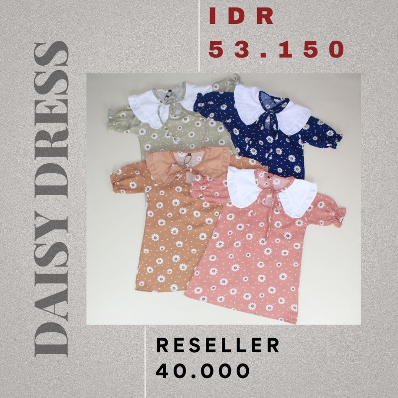 DAISY DRESS - Baju Setelan bunga motif kekinian Anak Bayi Baby Kids Cewek Perempuan syakila Lucu Murah 1 2 3 4-1