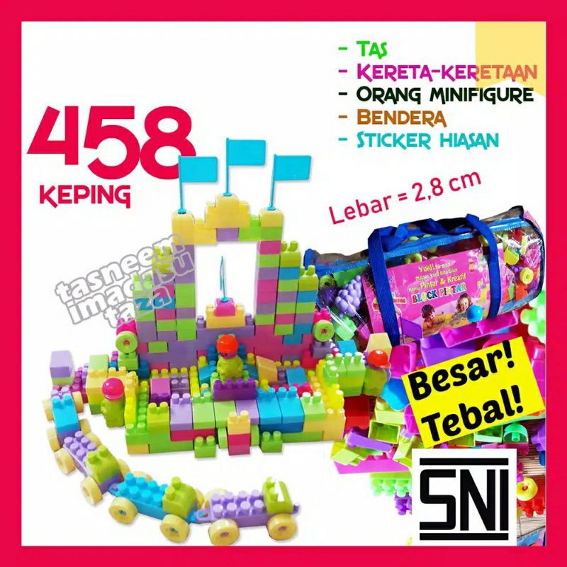 Mainan Bongkar Pasang Block Pintar Bricks 458 PCS- Mainan BLOCK Murah, Mainan Anak Edukatif