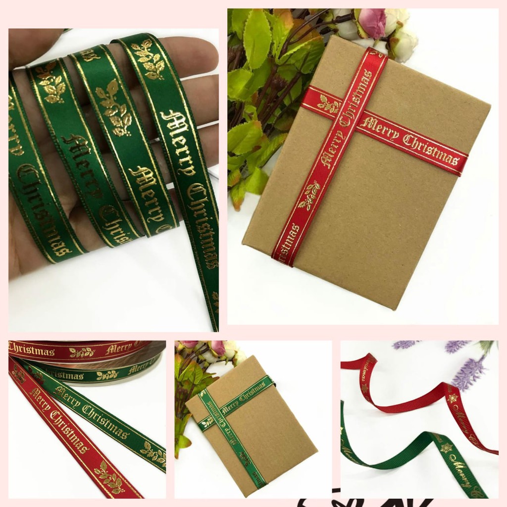 PITA SATIN MERRY CHRISTMAS | PITA KADO HAMPERS | NATAL | GROSGRAIN JUAL PER YARD