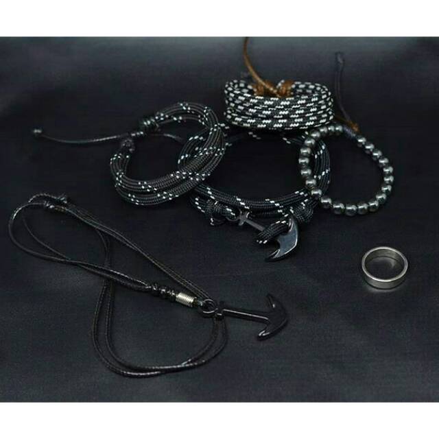 Gelang Set Kalung Jangkar Cincin Silverion