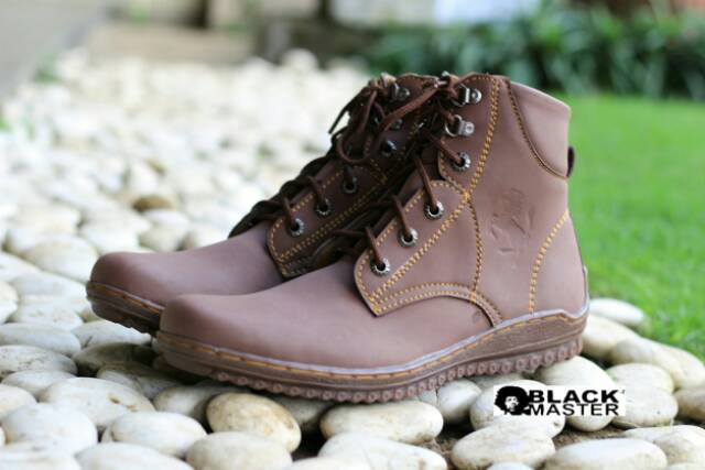 SEPATU BOOT KULIT ASLI BLACKMASTER FERRARI HIGH