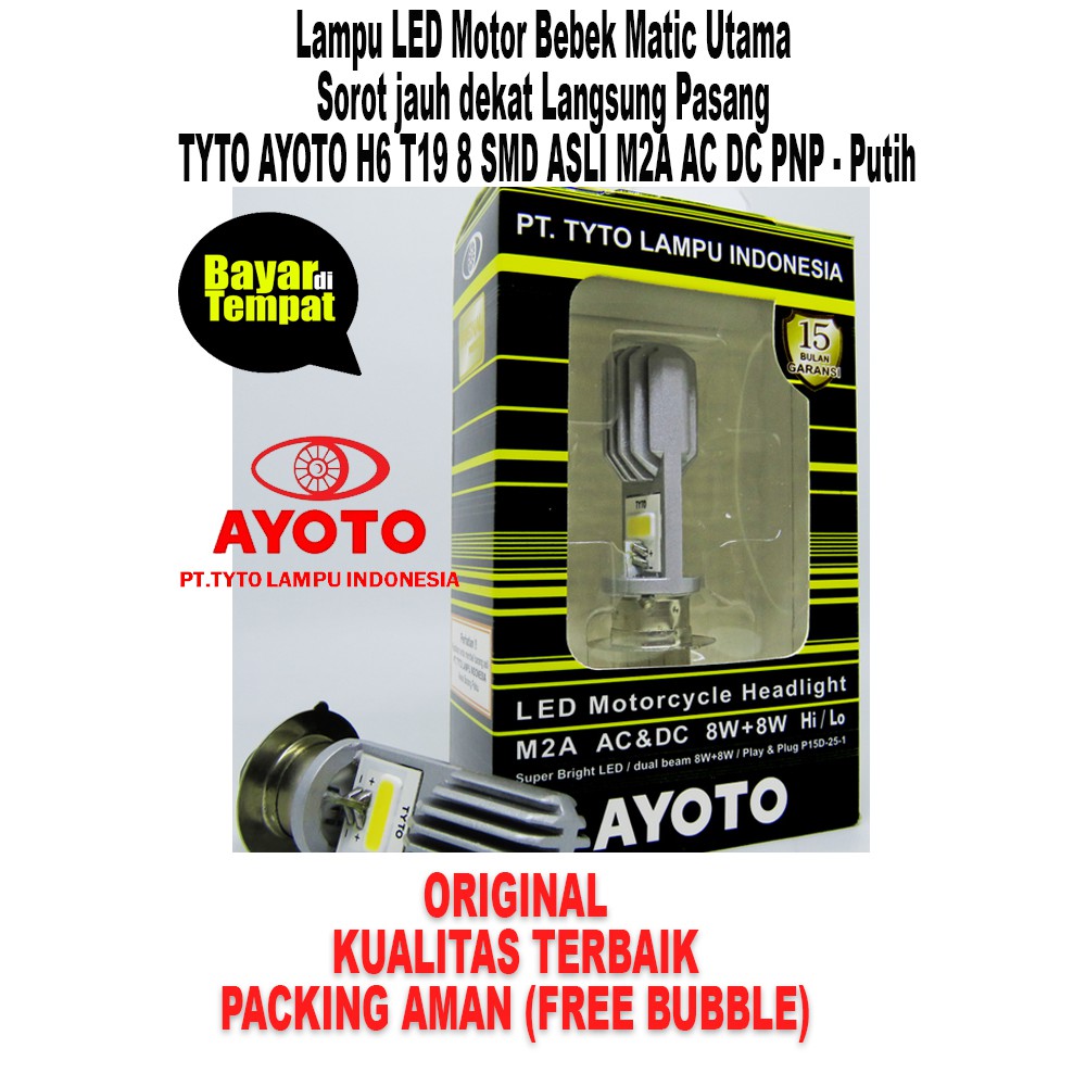 Lampu Depan LED Motor AYOTO M2A H6 AC DC Motor Bebek Matic