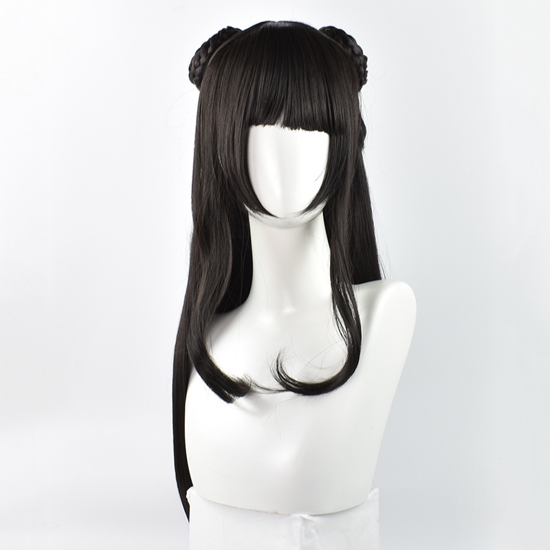 LOL-69 rambut palsu daily china bun lolita wig hiitam jepang korea