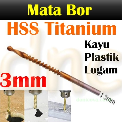 Mata Bor Gergaji Kayu HSS Drill Bit Titanium 3mm Kayu Logam Plastik