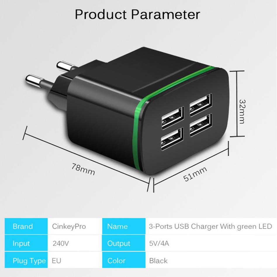 ADAPTOR T4G 4 Port Charger 4A 5 V atau 3A CAS HP Adapter Fast Charger