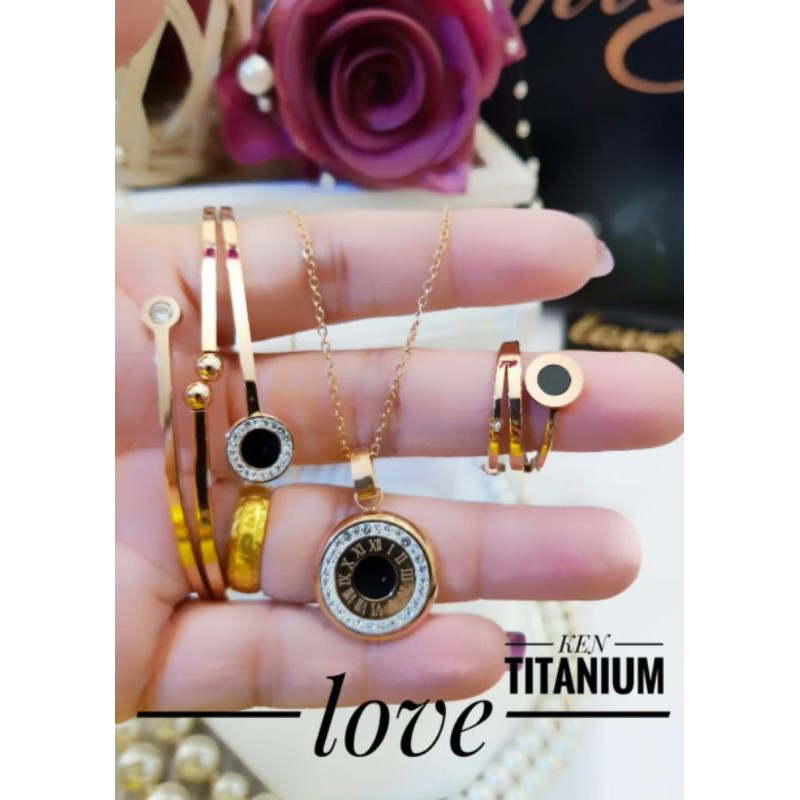 Titanium Set gelang kalung cincin bk788