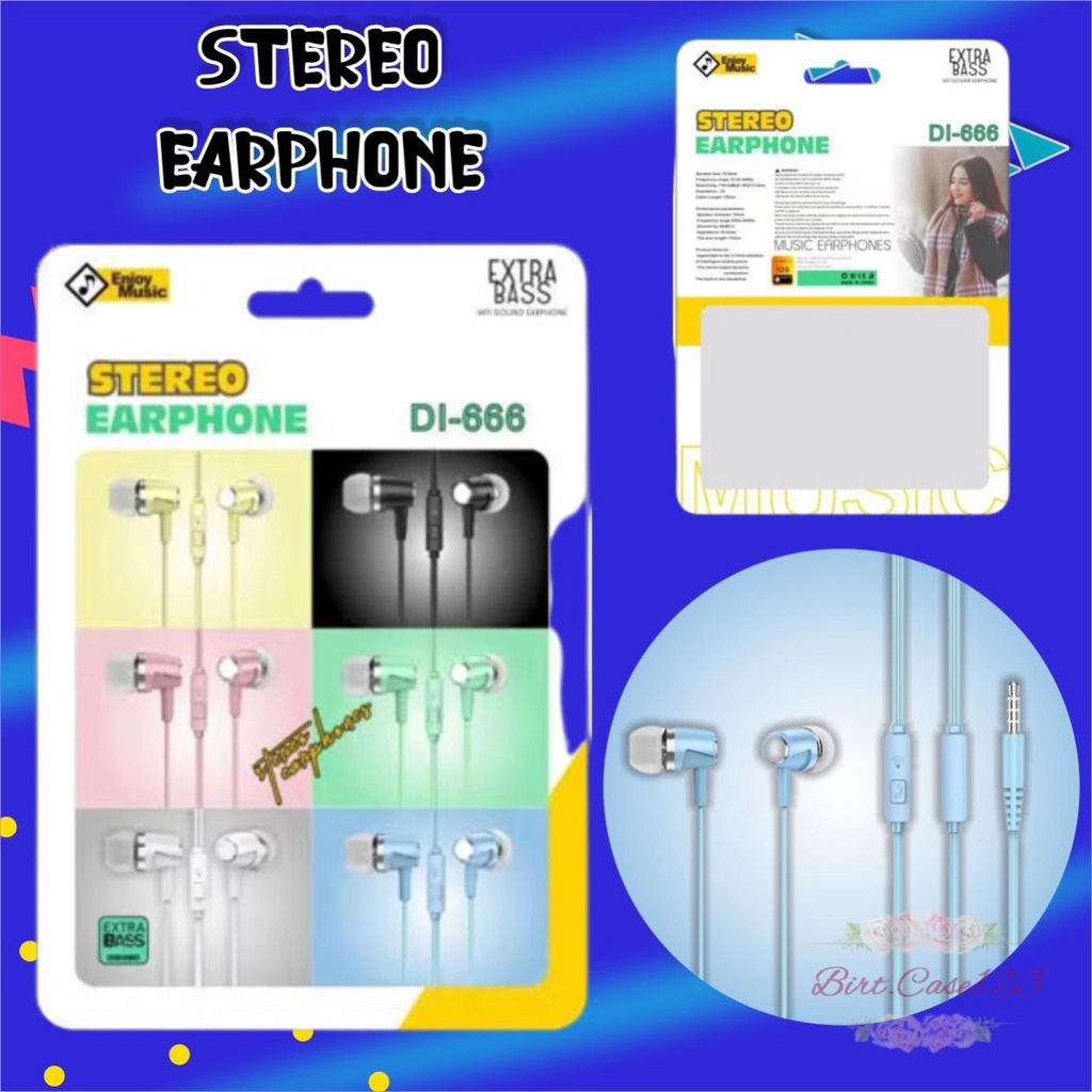 EARPHONE HEADSET HF HEADSFREE MACARON PISTON SUPER BASS DI666 FOR OPPO SAMSUNG VIVO XIAOMI INFINIX REALME BC6335