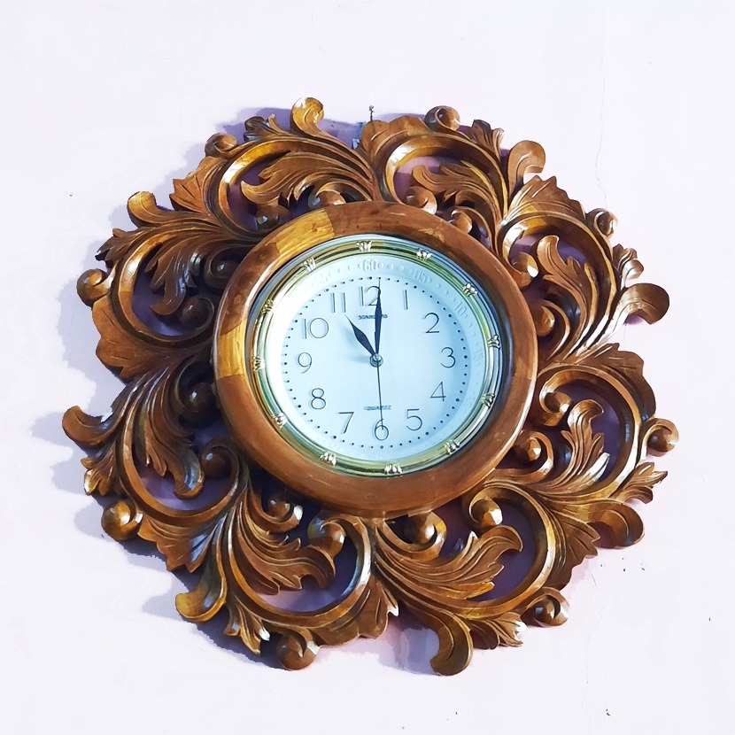 Jam Dinding Ukir Kayu Jati Antik Kerajinan Jepara