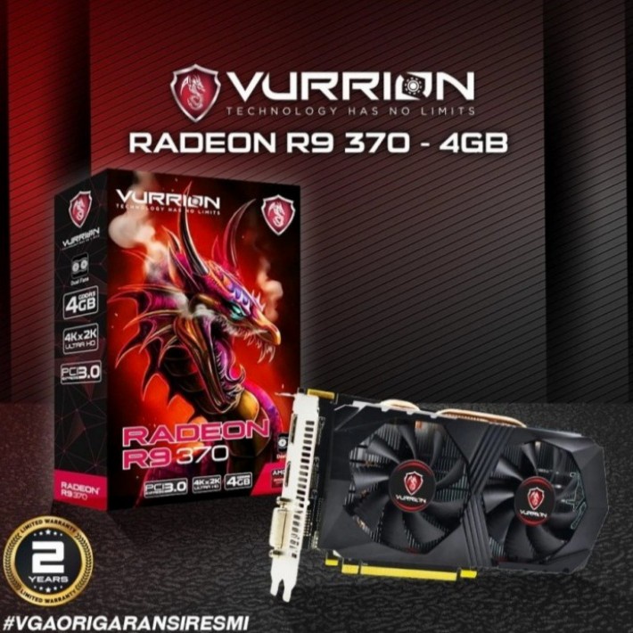 VGA Vurrion Ati Radeon R9 370 4GB DDR5 256BIT Garansi Resmi 2 Tahun