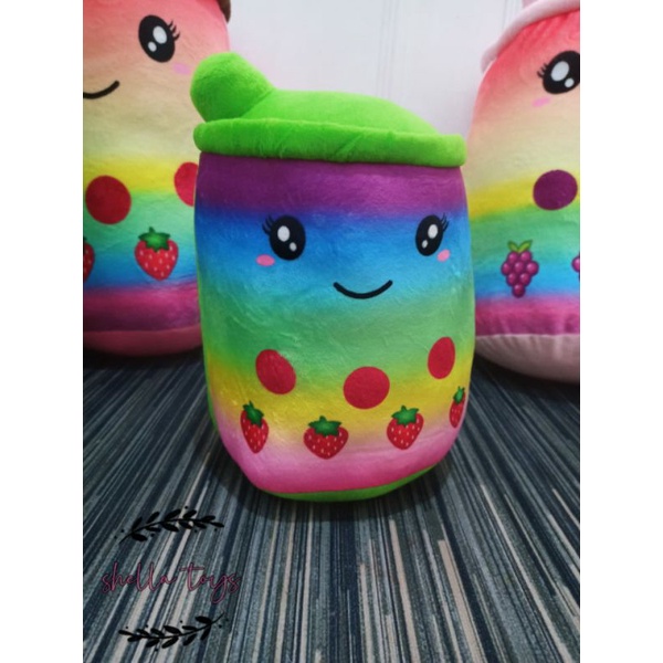 Boneka BOBA RAINBOW LED,BOBA  milk LED boba boneka minuman boba printing dan Bordir Ukuran L dan jumbo