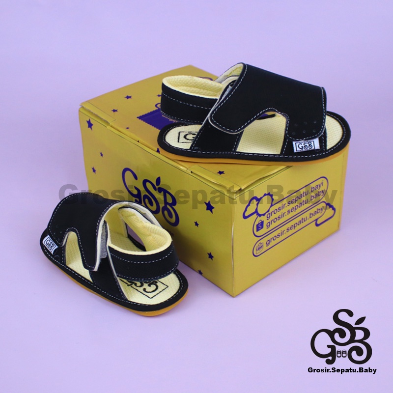 sandal bayi sepatu bayi sendal bayi laki laki perempuan prewalker bayi  umur 2 - 12 bulan model casual S01 polos HITAM ringan  fleksibel &amp; Anti Slip